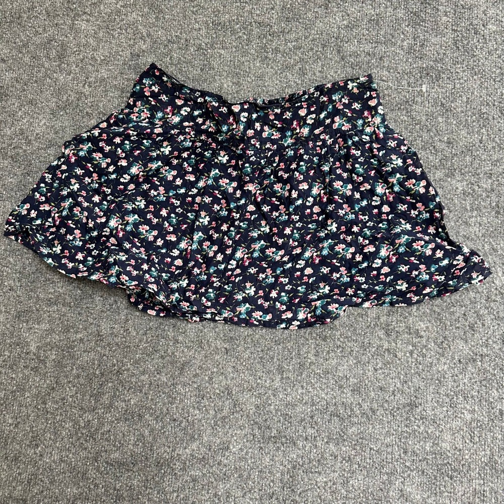 Aeropostale Skirt Womens Size S Navy Blue Floral Smocked Waist Mini Casual Boho